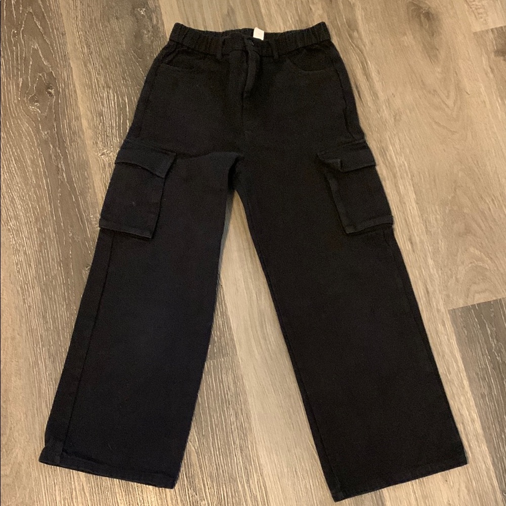Kids Black Cargo Jeans/Pants